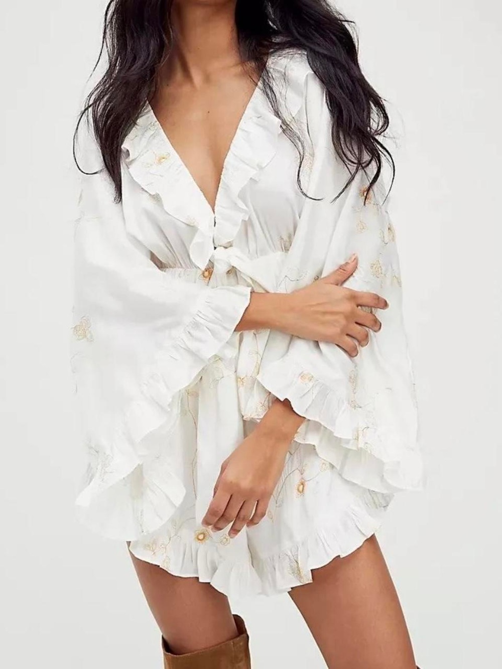Free People Dance All Night Romper in Ivory Extra Small